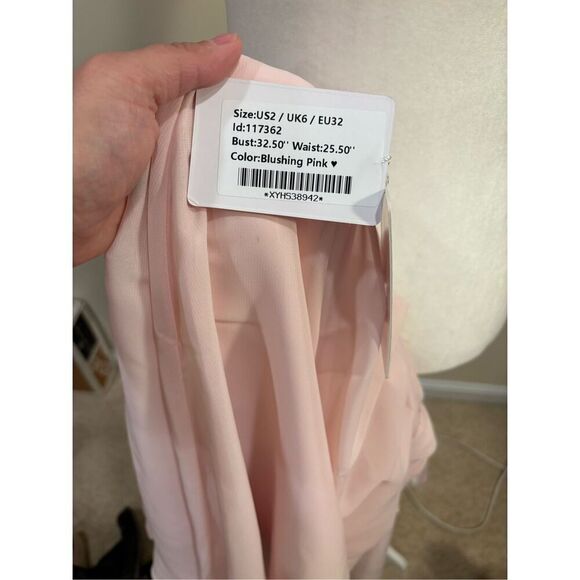 JJ’s House Women's A-line Ruffle Chiffon Bridesmaid Dress Blush Pink Size 2 NWT - Picture 12 of 12